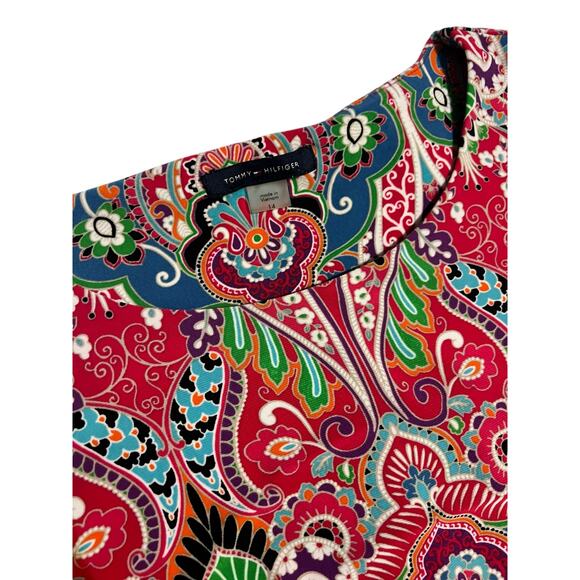 Tommy Hilfiger Pink Paisley Jewel Round Neckine Sleeveless Shift Dress Size 14 - Picture 2 of 8